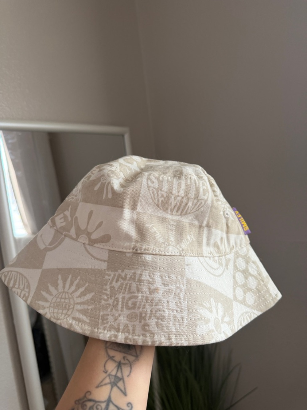 H&M Cream & Beige Patterned Bucket Hat